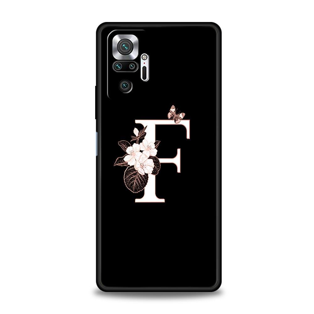 Phone Case Cover for Redmi 14C 10C Note 15 14 13 12 10 11 Pro Plus K40 Soft TPU Shockproof Fundas Shell Flowers Initial Letter