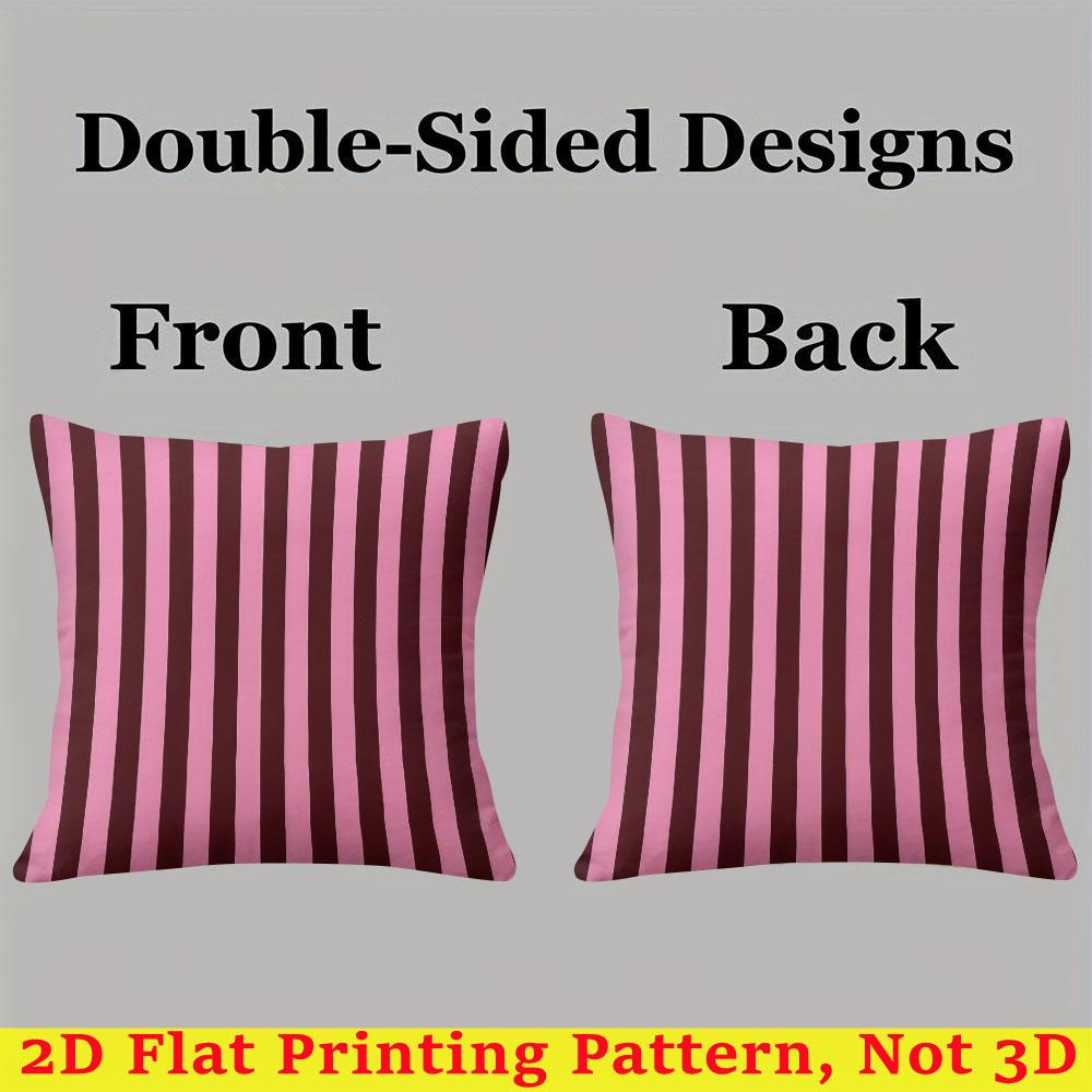 Pink & Burgundy Vertical Stripes Square Jacquard Pillow Cover for Sofa Office Waist Cushion Cover Home Decorative Pillowcase