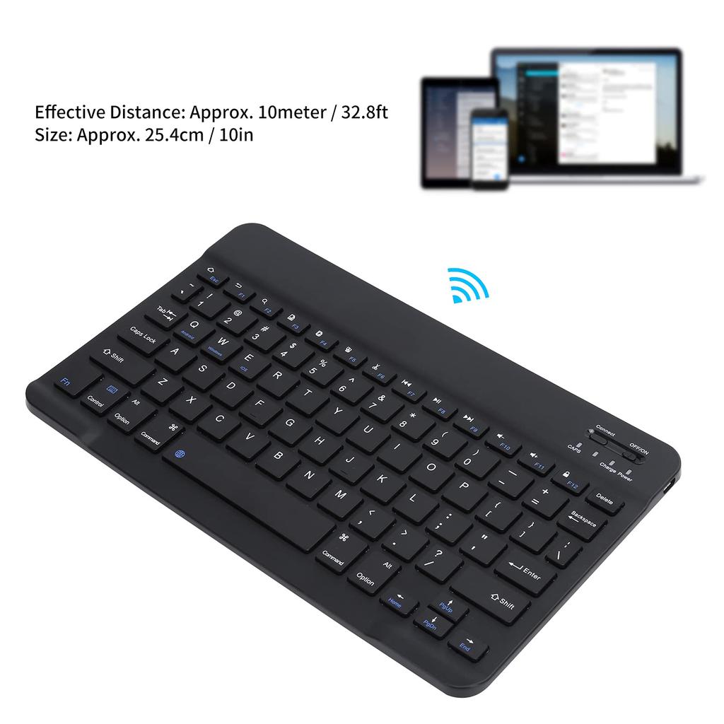 10-inch Portable Wireless Keyboard, Waterproof and Dustproof, Ultra-Wide, Lightweight, for Smartphones, Tablets, and Laptops (Black)