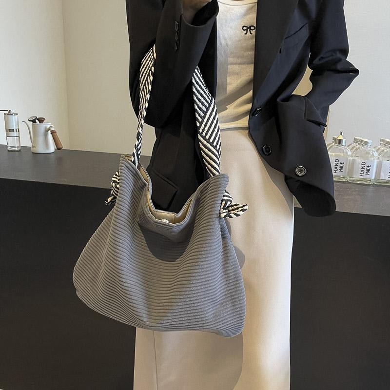 Women's Bag Lightweight Corduroy Shoulder Bag Large Capacity Tote Bag Student Class Crossbody Bag