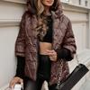 Winter Warm Hooded Coat Women Solid Color Long Sleeve Zipper Loose Fashion