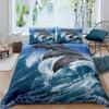 Kid Dolphin Duvet Cover Set King Size Cute Dolphin Marine Life Comforter Cover Microfiber Blue Wave Decor Quilt Cover For Teens