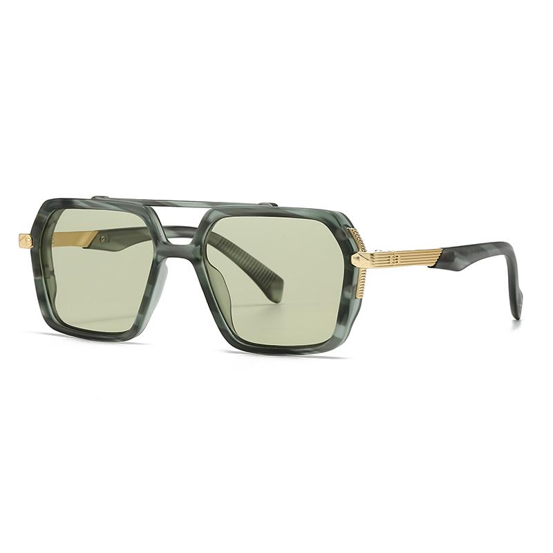 New European And American Style Men'S Aviator Glasses Retro Double Bridge Square Frame Sunglasses  Ready Stock 620