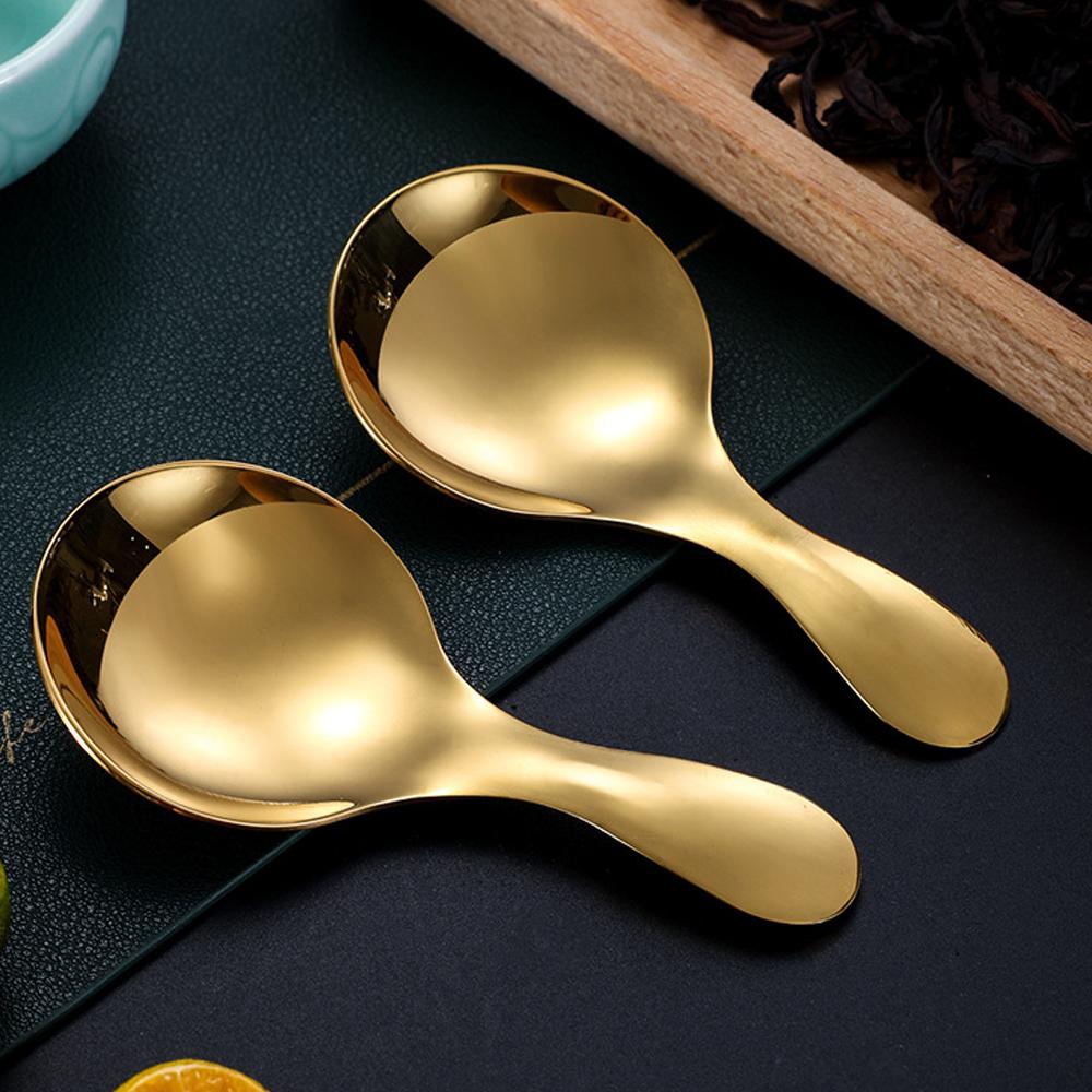 Silber/Golden Edelstahl Kurzen Griff Löffel Gabeln Suppe Löffel Gewürze Löffel Dessert Löffel Tee Kaffee Löffel