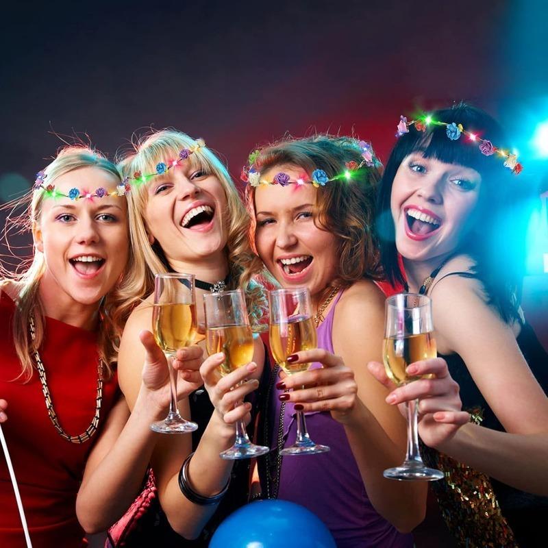 10-50PCS LED Flower Headdress Garland Shine Lights Decoration for Halloween Christmas Party Music Festival Festival Headdress