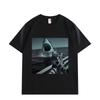 Selfie Chat avec Requin T-shirts Graphiques Drôles Hommes Femmes Mode Vintage Manches Courtes T-shirts Été Lâche Coton T-shirt