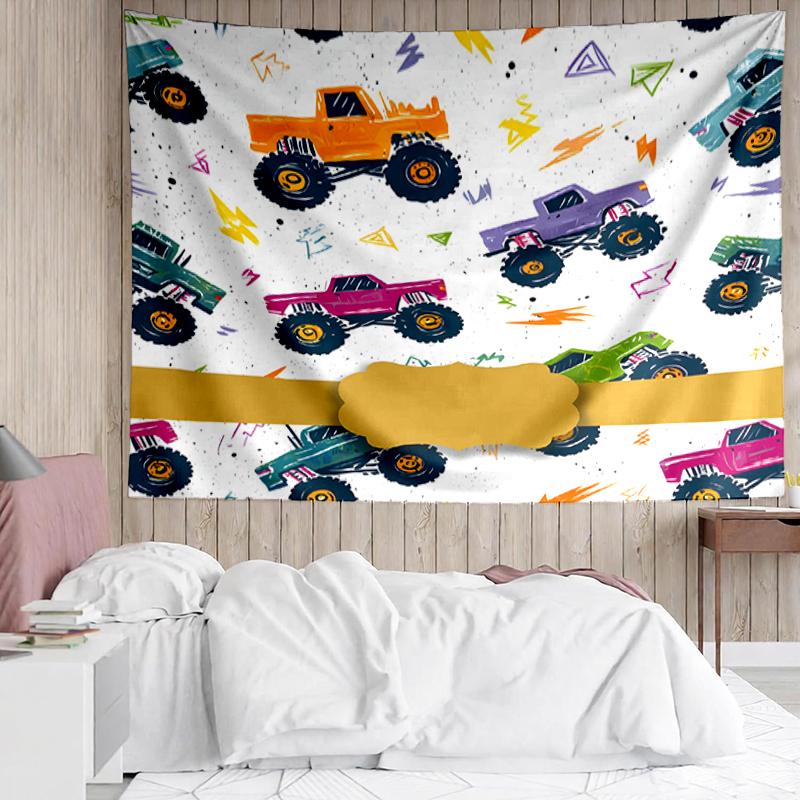 Truck Print Tapestry, Backdrop, Easy Setup, Ideal for Bedroom, Office & Living Room, with Aesthetic Wall Hanging Decor.