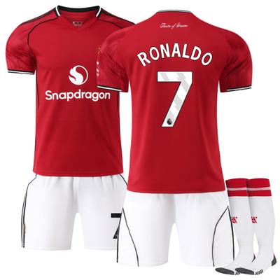 2025-26 Manchester United Koszulka Treningowa Domowa #7 RONALDO Zestaw z Skarpetkami dla Nastolatków Dzieci Dorosłych Zestawy Piłkarskie