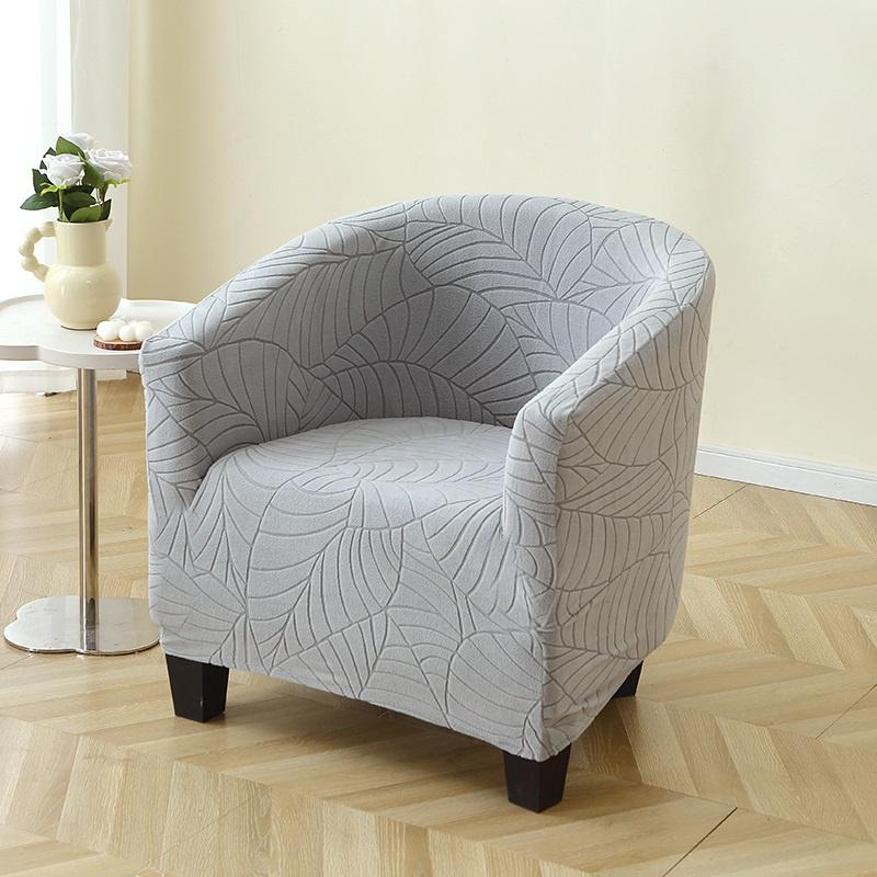Leaves Jacquard Tub Chair Cover Elastic Club Sofa Slipcovers Armchair Case Single Sofa Cover for Living Room Bar Counter Banquet