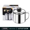 Stainless Steel Oil Filter Cup with Lid, Large Capacity for Kitchen Filtering and Storage