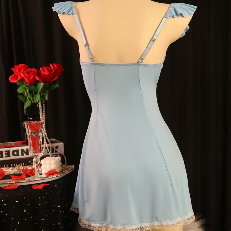 Girls' Ruffle Bow Color Block Jumpsuit Nightdress