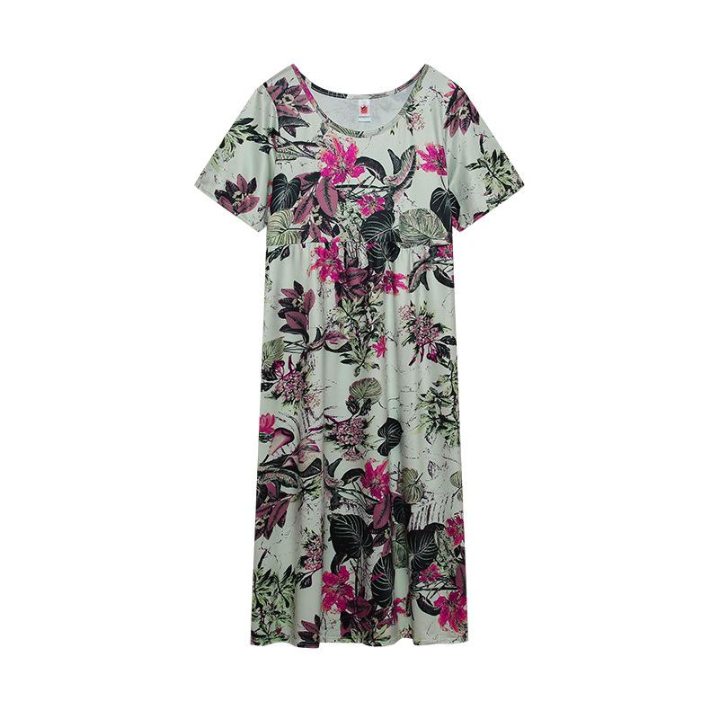 

Women s Retro Floral Print Short Sleeve Crew Neck Dress 5XL