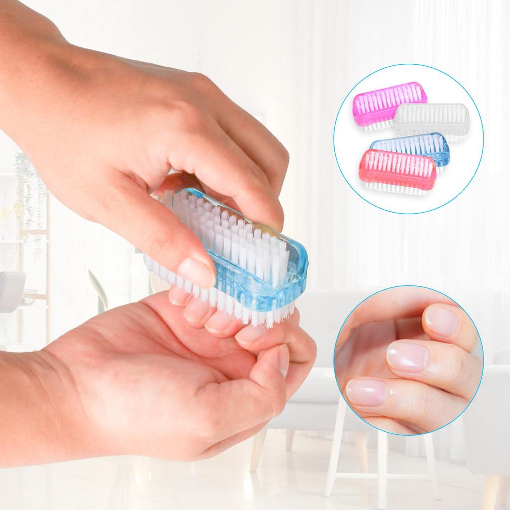 4pk Double-Sided Nail Brushes - Hand & Nail Cleaning Scrubbers (4 Colors)