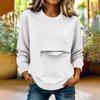 Women's Long Sleeve Crew Neck Sweatshirt with Front Zipper Pocket Casual Pullover Lightweight Comfortable Fit