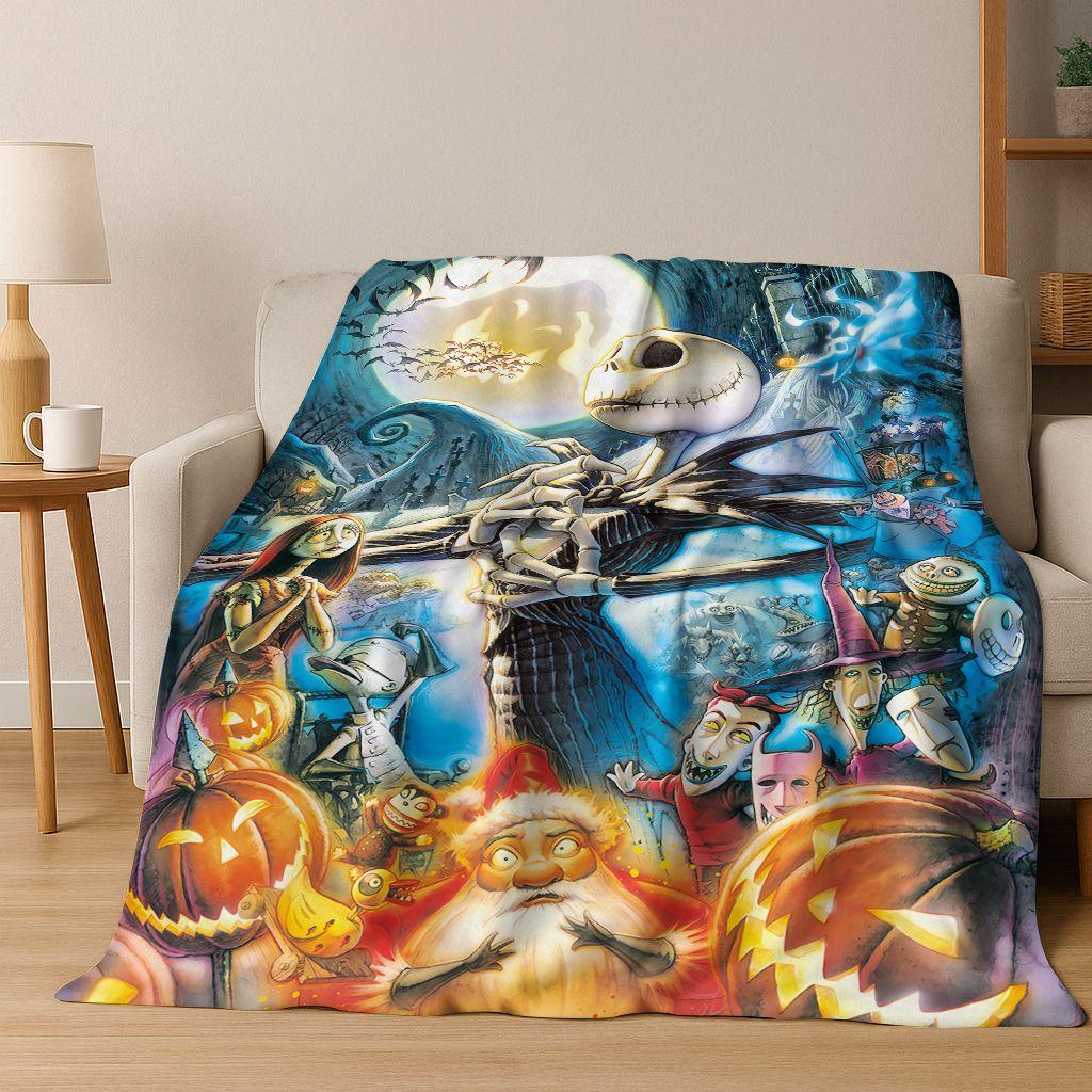 2026 New The Nightmare Before Christmas Jack Cartoon Flannel Blanket,Warm and Cozy Soft Throw Blanket for Home Bedroom Bed Sofa