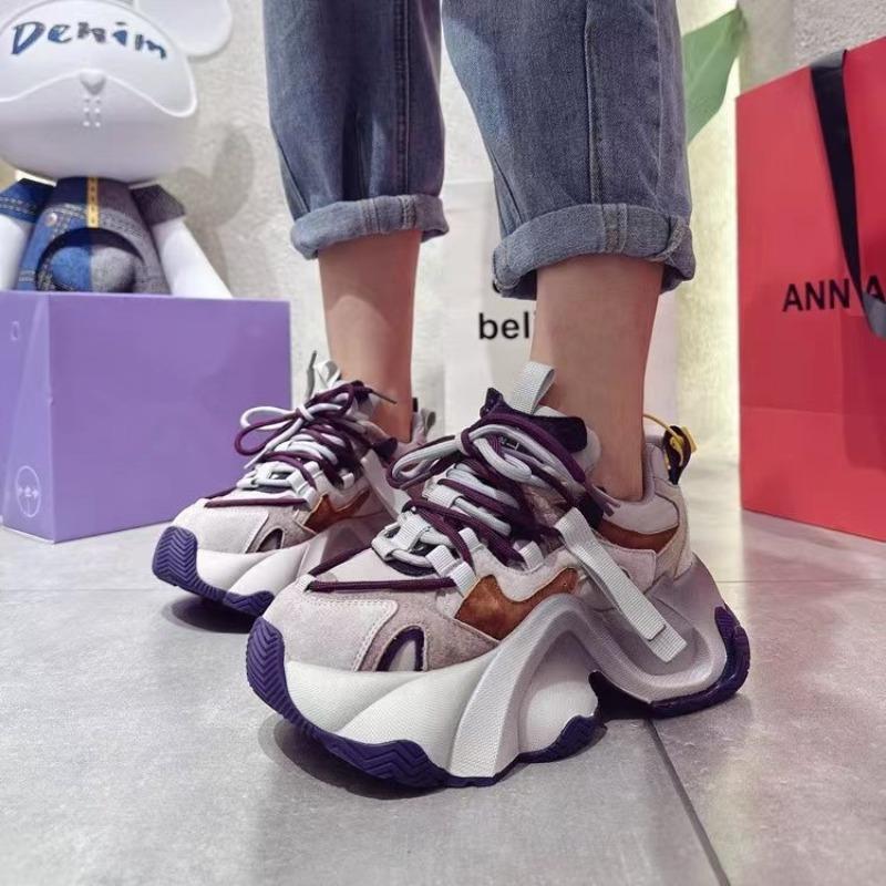 

Осенне-зимняя мода Новые уличные повседневные женские туфли на толстой подошве с увеличением высоты Тренд Универсальные женские спортивные туфли 39 фиолетовый