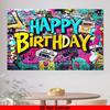 2D flat banner - Graffiti-style birthday decoration banner background fabric