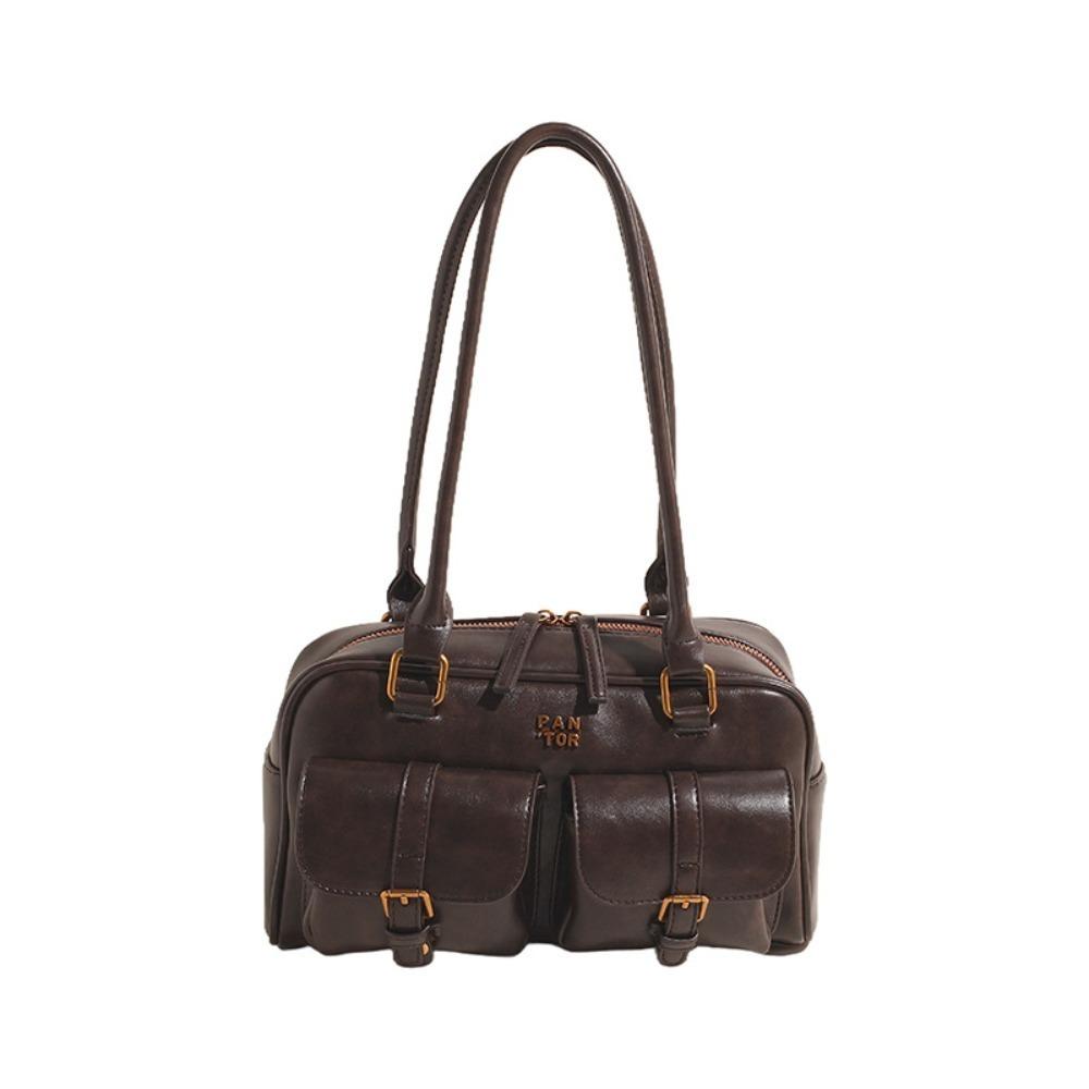 Handbag Pocket Boston Tote Bag Korean Style Underarm Bag All-match PU Bowling Bag  Women