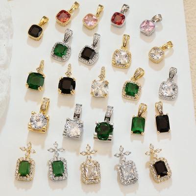 Exquisite Three-Dimensional White Gold Pendant with Shiny Emerald Zircon