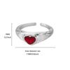 Red Zircon Shell Stainless Steel Heart Rings 18K Gold-plated Anti Fading Open Ring for Women Jewelry Vacation Accessories Gifts