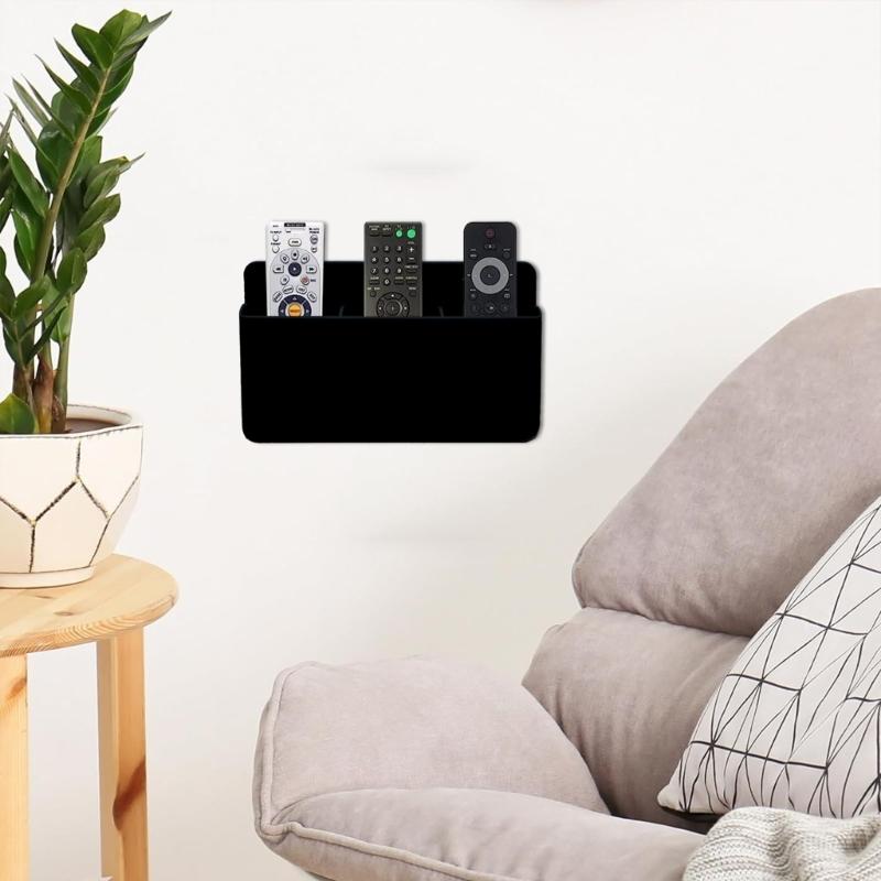 Plastic Remote Control Holder Wall Mount Storage Rack for Living Room Kitchen and Office Use Adjustable Divider Shelf