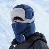 Riding Headgear Solid Color Windproof Warm Thermal Hat with Velvet Lining Detachable Face Guard Skiing Cycling Hat
