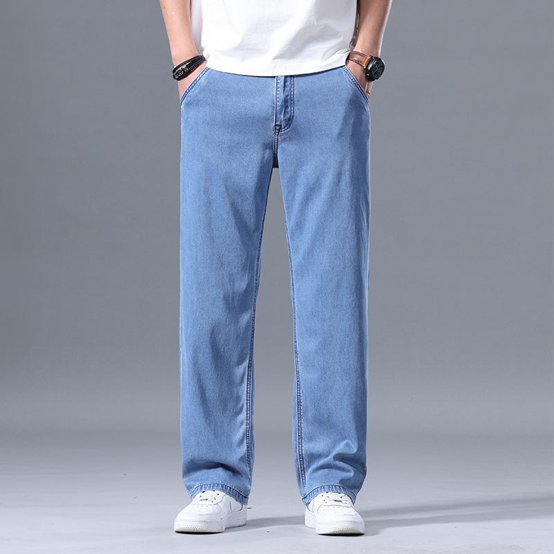 New Tencel Denim Casual Trousers for Men: Loose-fitting, Drapey Wide-leg Trousers