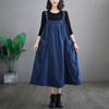 Plus Größe Sommer Kleid Frauen Denim Lose Lange Kleid Vintage Casual Tiefe Blau Ärmellose Übergroßen