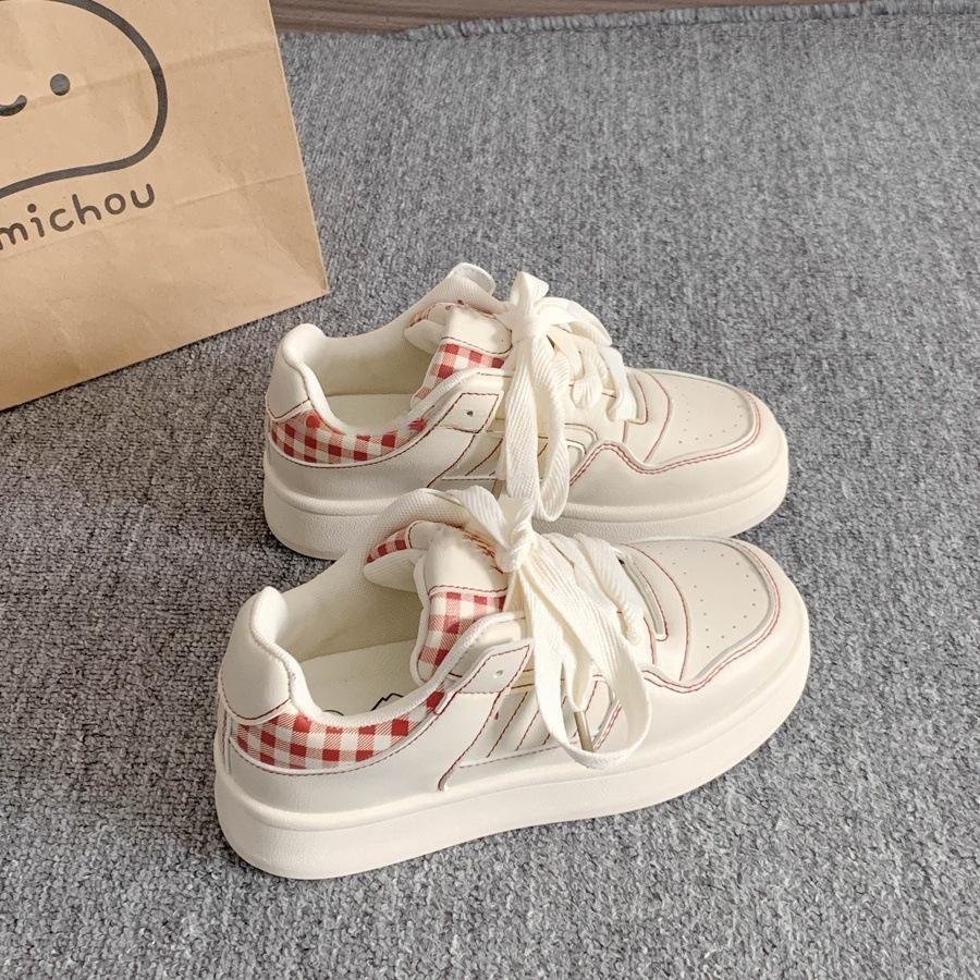 Thick baseplate shoes women's spring new student niche white shoes bread shoes women