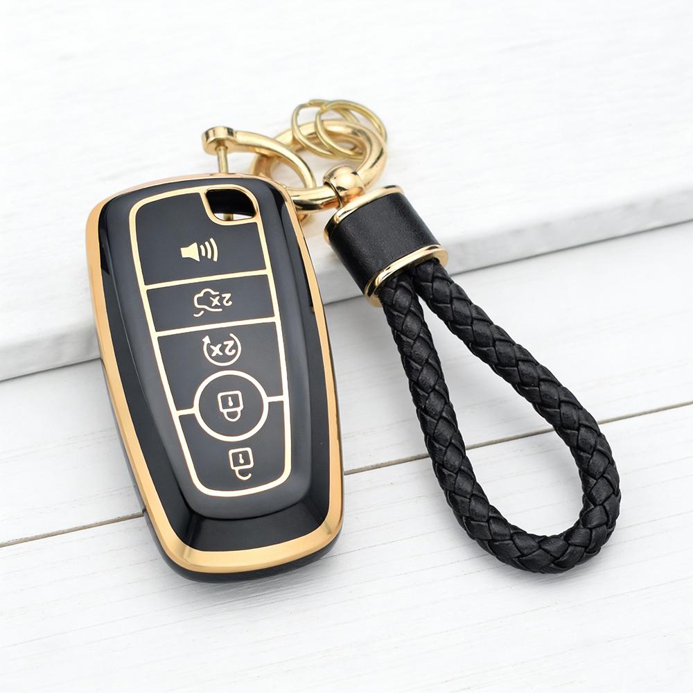 TPU Car Key Case Cover for Ford Fusion Edge Mustang Explorer F150 F250 F350 F450 2/3/4/5 Buttons Key Fob Protector Key Chain Set
