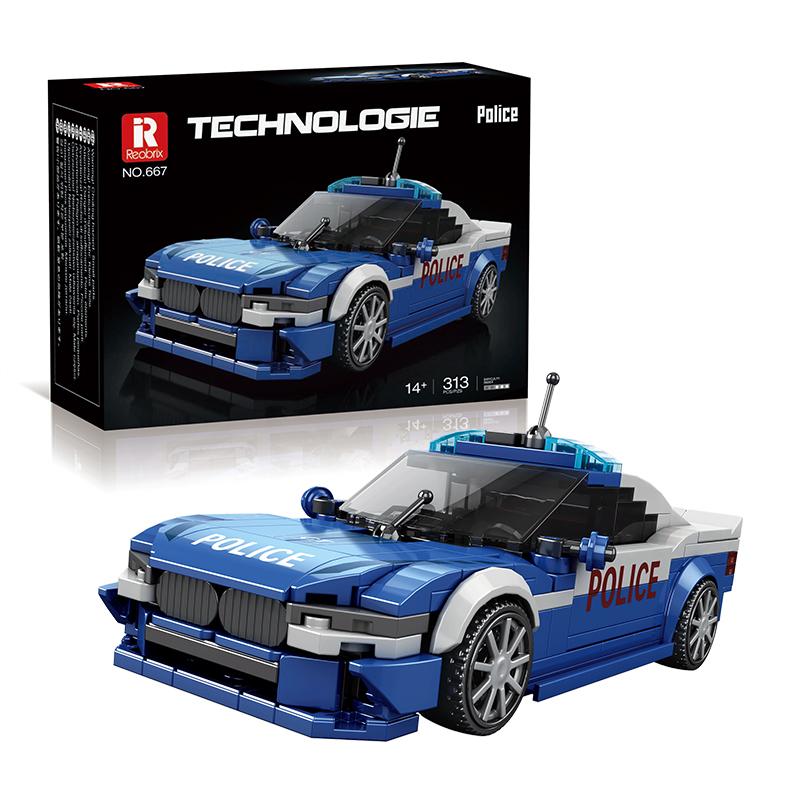 

313PCS Blue Police Car Toy Building Blocks 1:24 Vehicle Model Bricks Desktop Decoration Kids Educational Assembly Toys Gifts