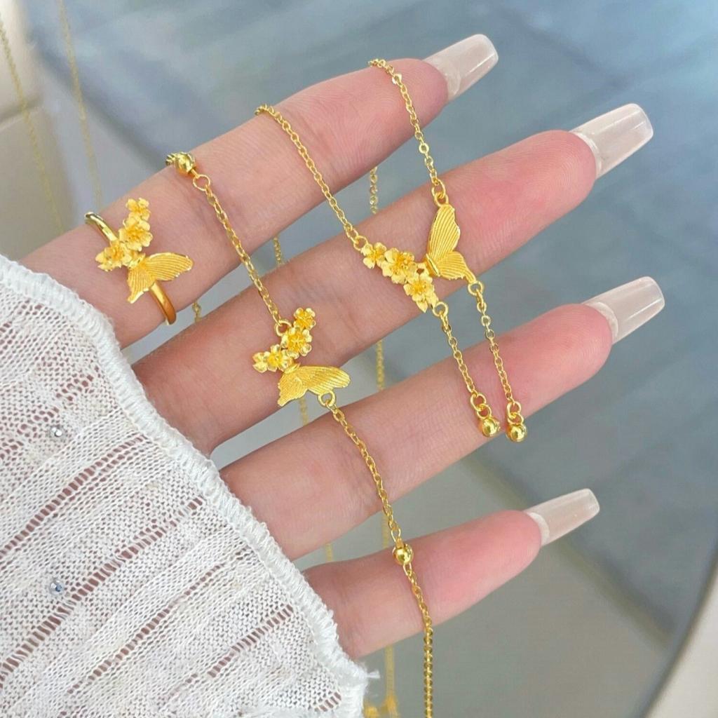 Butterfly Flower Pendant Bracelet Medieval Vintage Light Luxury Bracelet Versatile Light Luxury High-end Jewelry Women
