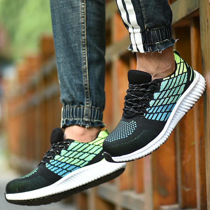 

Anbaili ultra-light labor insurance shoes men s anti-smashing and anti-piercing steel head safety protective shoes flying woven breathable work shoes 39&39 зелёный