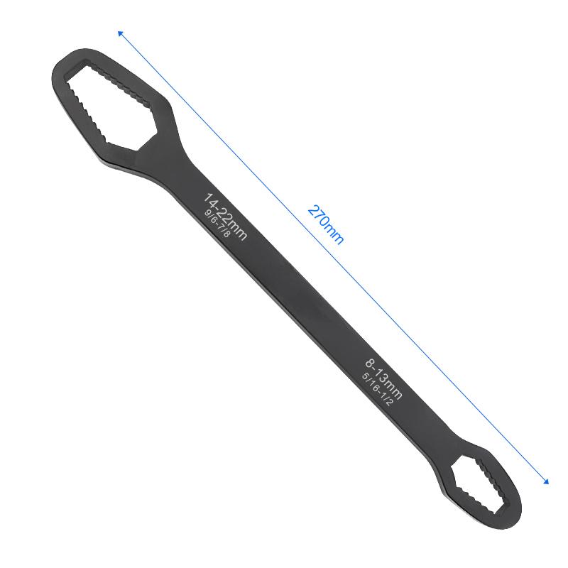 NINDEJIN Universal Wrench 8-22mm Double End Chrome Vanadium Multifunction Wrench Machine Vehicle Repairing Hexagon Nut Spanner чёрный
