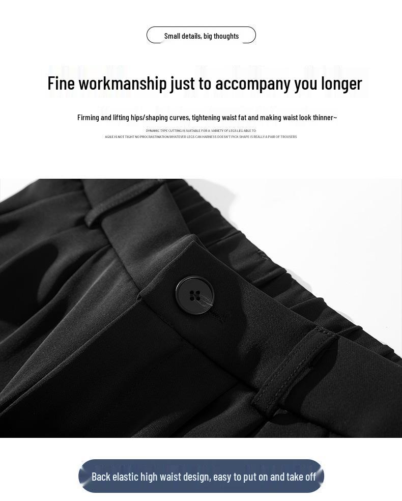 Women's High-Waisted Wide-Leg Black Pants for Spring/Autumn 2025 – Loose, Straight, Casual Suit Pants