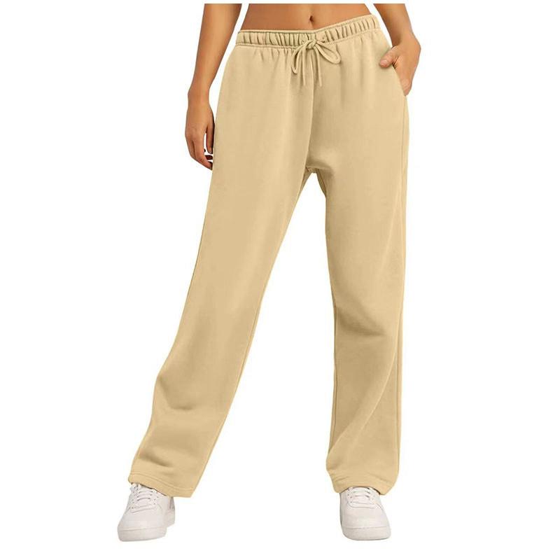 Women’s Wide Leg Pants Sweatpants Travel Bottom Workout High Waist All-Match Joggers Straight Pants