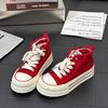 6 High-top Canvas Shoes Thick-soled Women's New Summer Thin Breathable Versatile Student Thick Baseplate Shoes