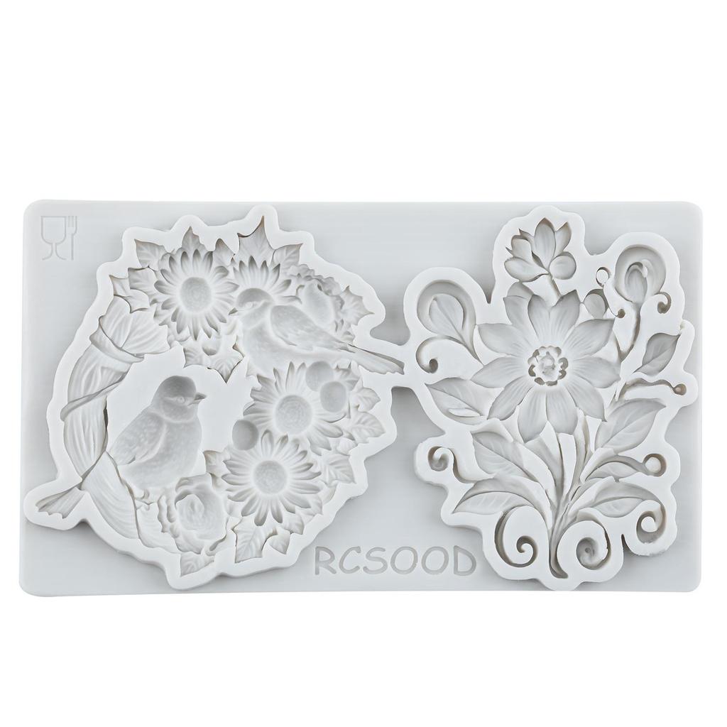 Bird Sunflower Silicone Mold Leaf Flower Vase Snail Fondant Molds Cake Decorating Tools Cupcake Topper Candy Resin Clay Chocolate Gumpaste Mold