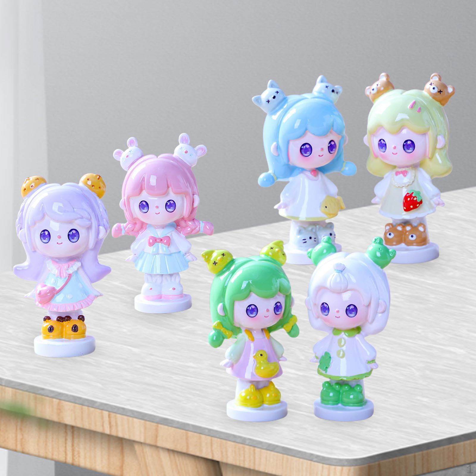

6 Pieces Girl Anime Figure Unique Desktop Display Ornaments Collectible Boys