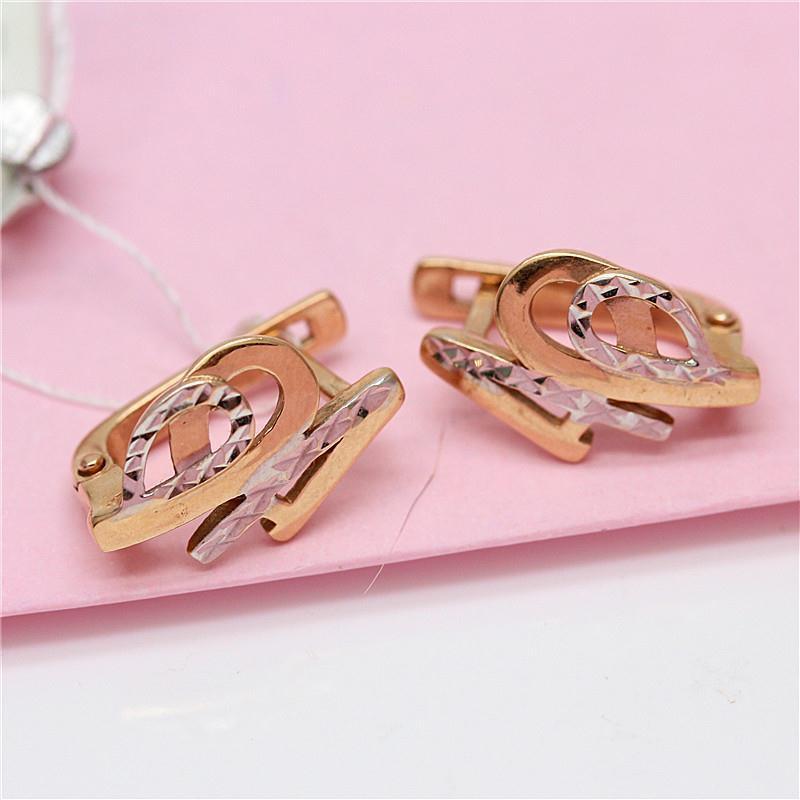 Exquisite Russian Purple Gold Pattern Earrings Inlaid With Zircon European And American Style Niche Tide Color Gold Plated Rose Gold Earrings