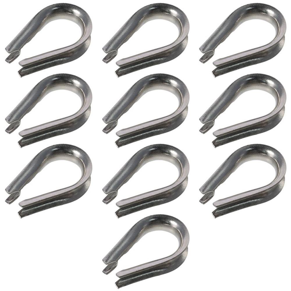 10pcs 1.5-12mm Wire Rope Thimbles Sliver 304 Stainless Steel Thimbles Ring Clamp U-Shaped Rope Thimble Rigging