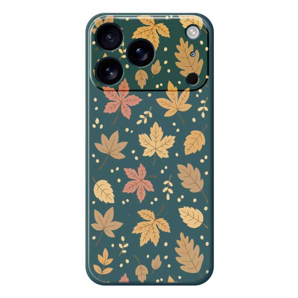 For iPhone 17 Pro Case Leaves Pattern Printing Straight Edge TPU Phone Back Cover