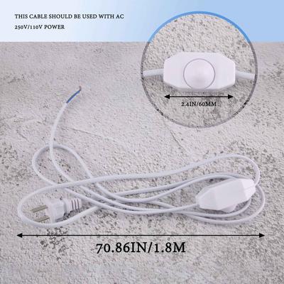 White Lamp Power Cord W Dimmer Switch AC 250V/110V US Plug