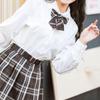 JK Academic Style Cream White Shirt - Autumn Top, Loose Fit, Plus Size, Long or Short Sleeve, Female Student Uniform