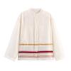 Kaslead New Women clothes Western Style Fashion Contrast Color Stripe Shirts Trousers 8046220 8050222