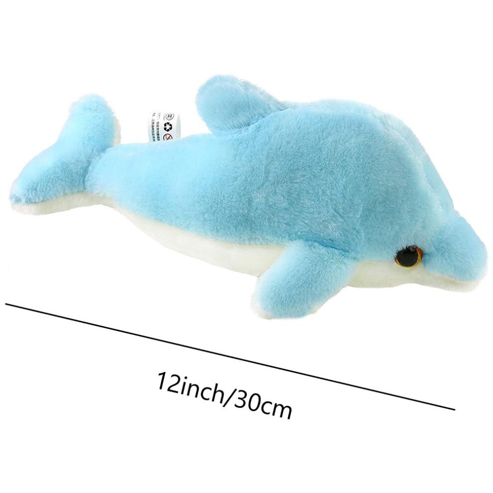 Light Up Stuffed Animal Dolphin Plush, Colorful Glowing Dolphin Soft LED Toy with Night Light Companion Adjustable Timer Function for Kids and