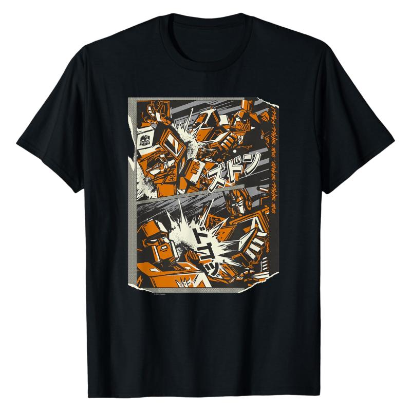 

G1 Transformers Battle Scene TShirt Japanese Manga Robot Print 100 Cotton Crew Neck Casual Fashion Street Urban Tops S