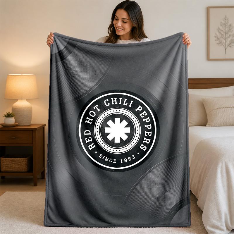 Red Hot Chili Peppers Print Flannel Blanket Cozy Lightweight Plush Throw Blanket For Bed Sofa Household Use