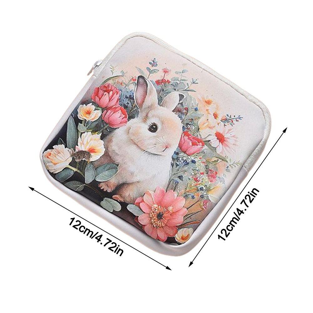 Cute PU Sanitary Pads Bag Large Capacity Multipurpose Coin Purse Mini Data Cables Organizer