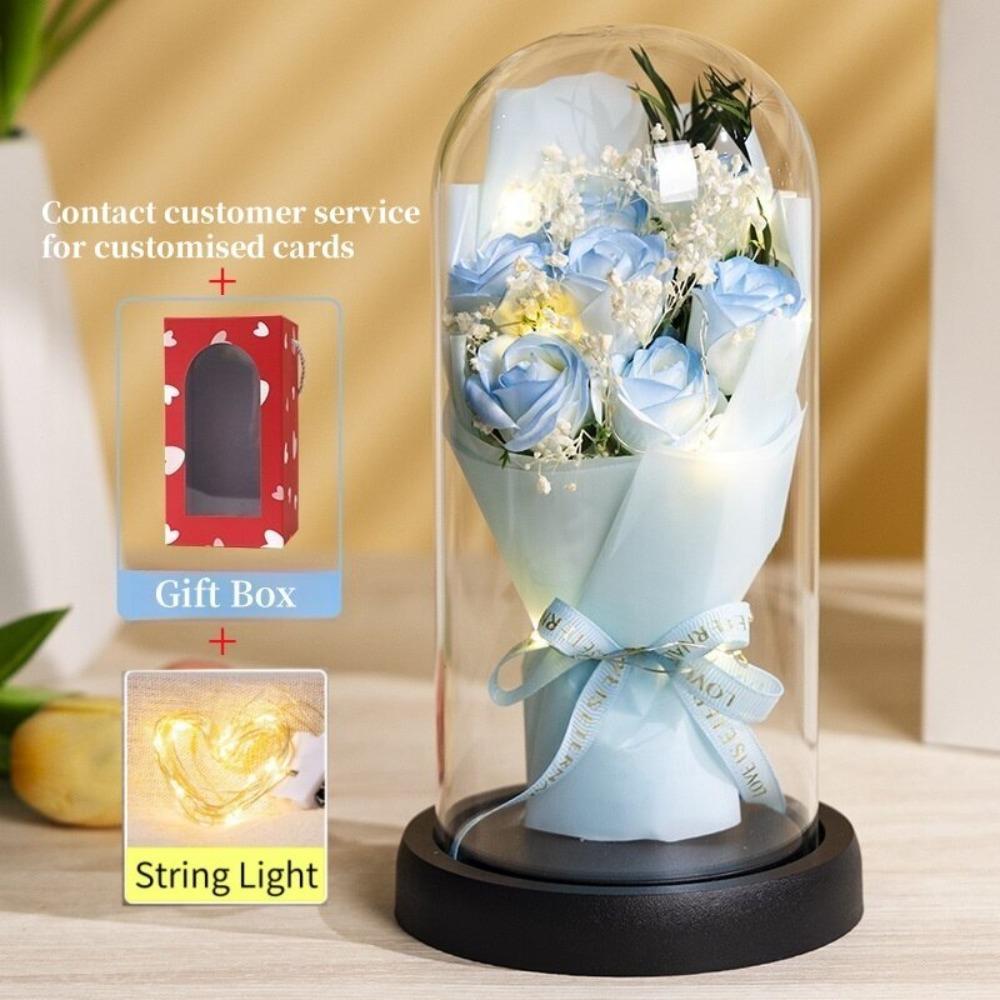 LED Light Rose Eternal Flowers Realistic Simulation Flower Starry Sky Bouquet  Valentine's Day
